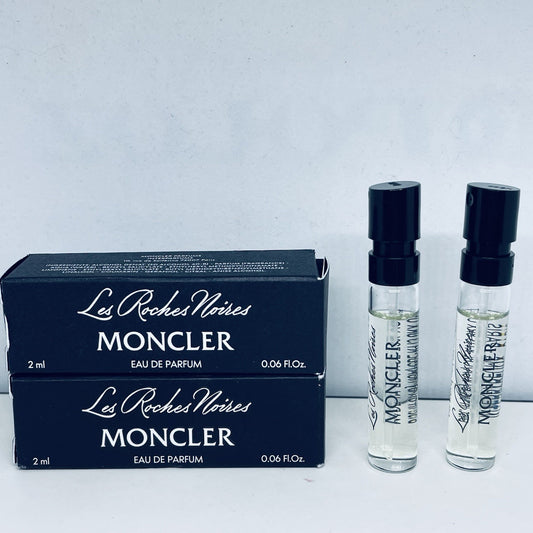 2x Moncler Les Roches Noires Eau de Parfum Sample Spray 2ml/0.06oz