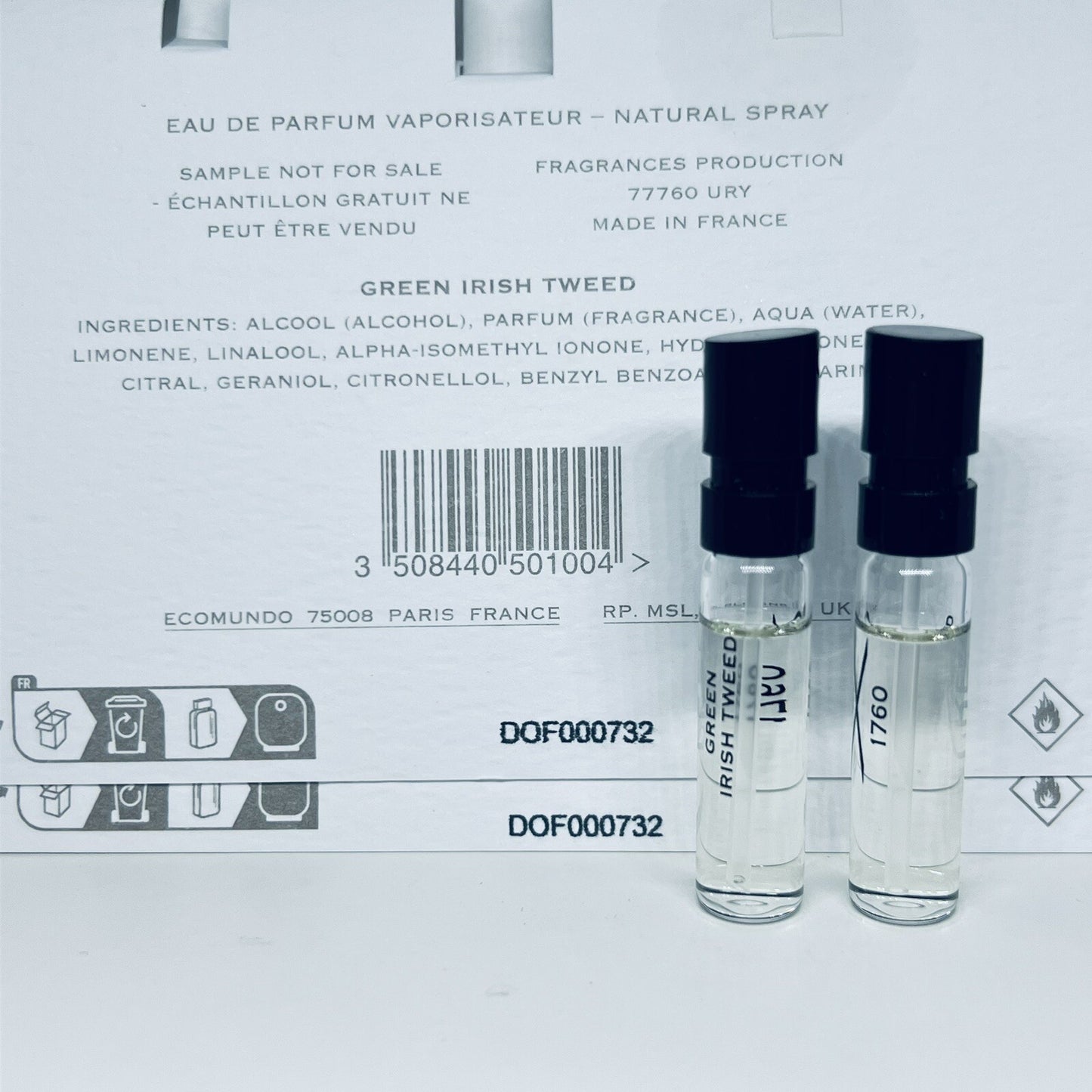 2Pc CREED Green Irish Tweed EDP Sample Spray 1.7ml