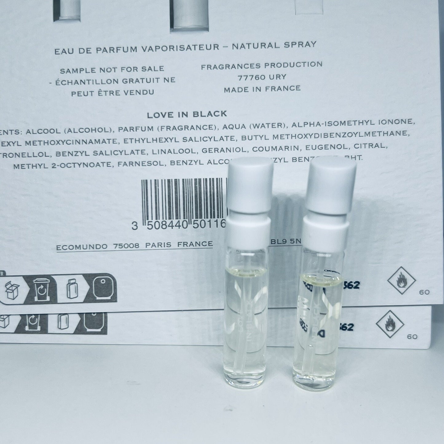 2Pc Creed Love in Black EDP Sample Spray 1.7ml Official Carded