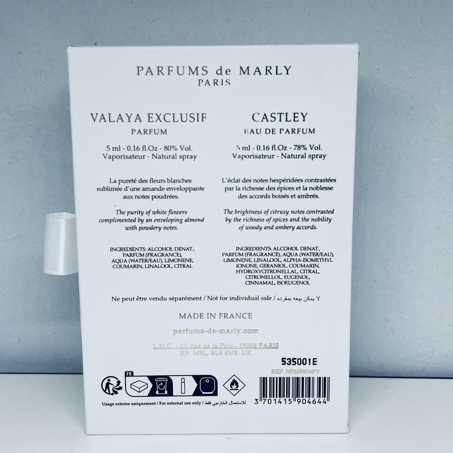 Parfums de Marly Valaya Exclusif & Castley 5ml x 2 Travel Spray Gift Set