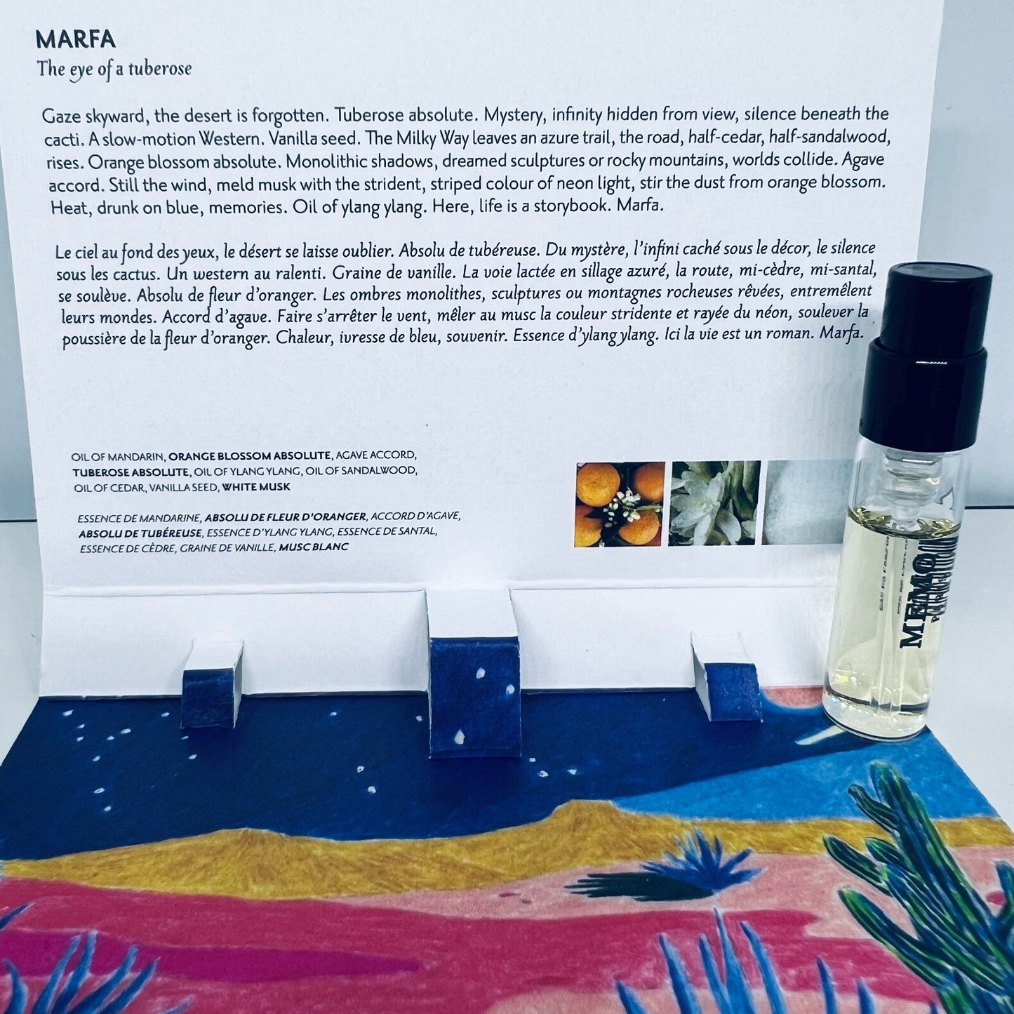 Memo Paris Marfa Eau de Parfum Sample Spray Vial 1.5ml / 0.05 oz