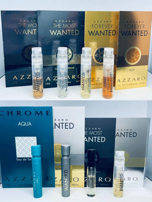 Azzaro Wanted Men Cologne Collection Sample Spray 8pc Set