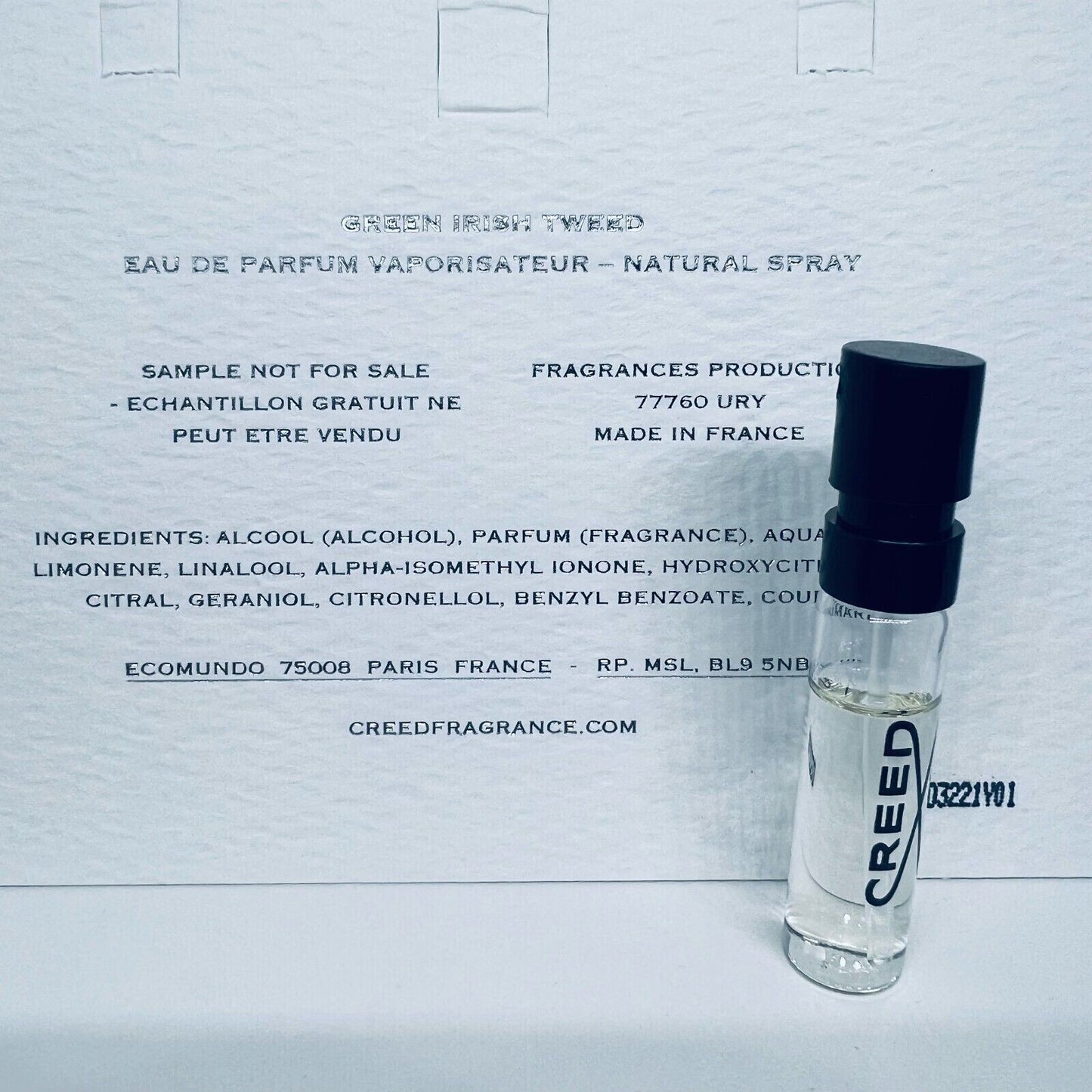10x CREED Green Irish Tweed EDP Official Card Sample Spray 1.7ml