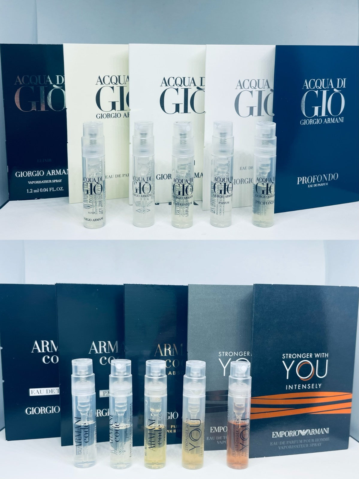 Giorgio Armani Men Perfume Collection Sample Spray 10pc Set
