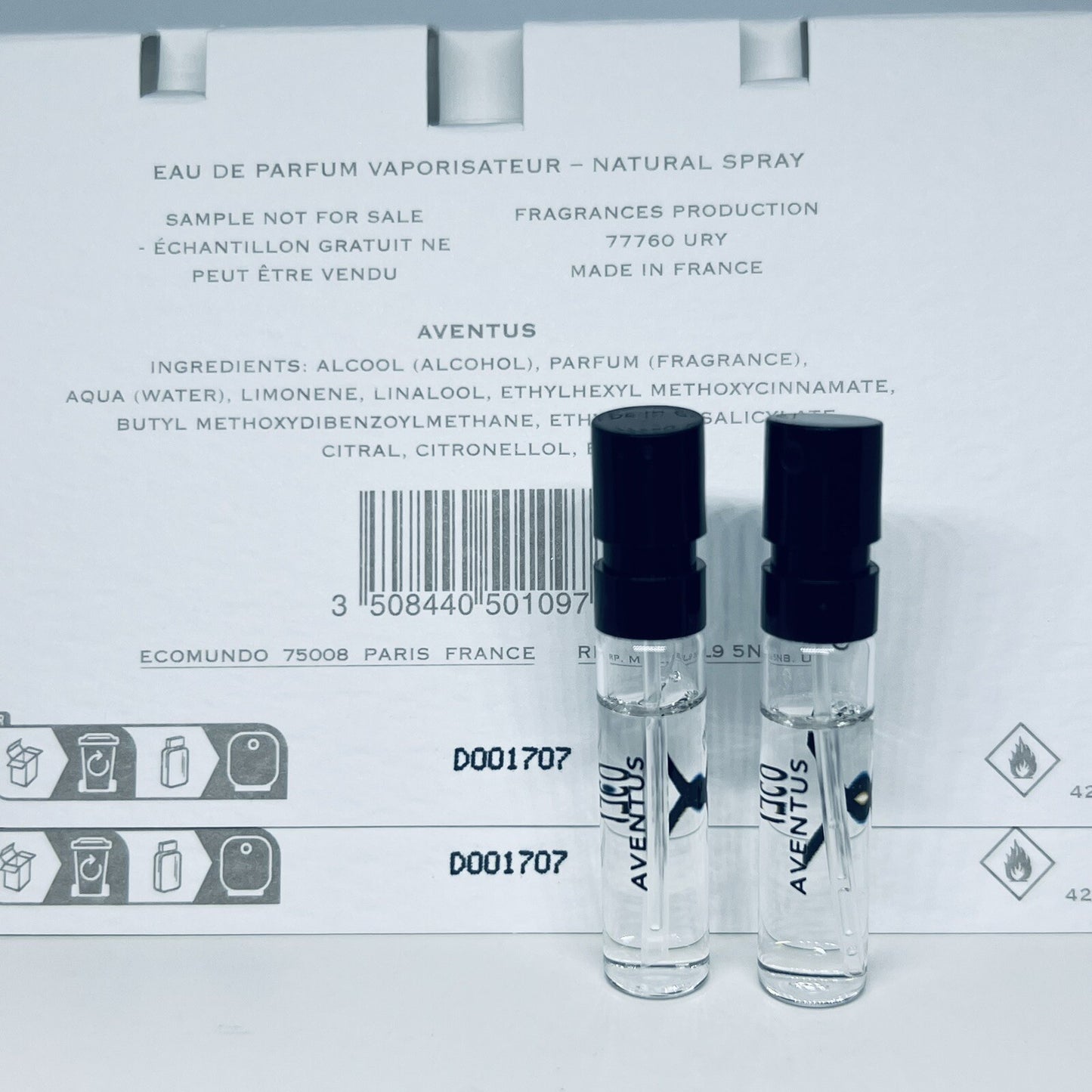 2 Creed Aventus Eau de Parfum EDP Sample Spray 1.7ml