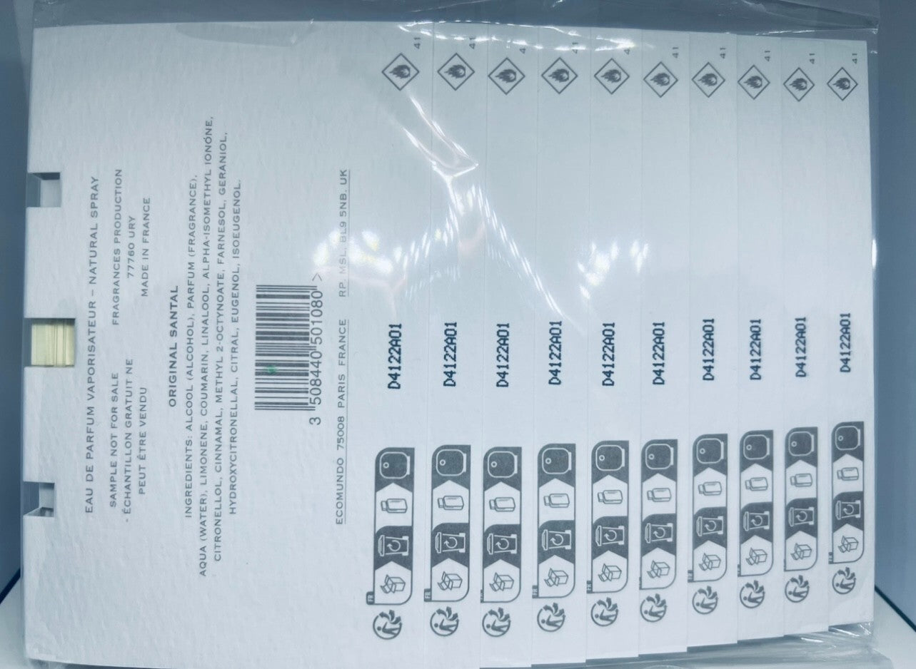 10x CREED Original Santal EDP Official Card Sample Spray  1.7ml