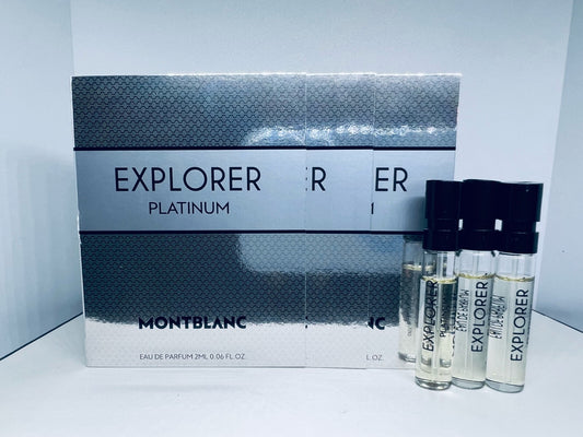 3 Montblanc Explorer Platinum For Men Eau de Parfum Sample Spray 2ml /0.06oz