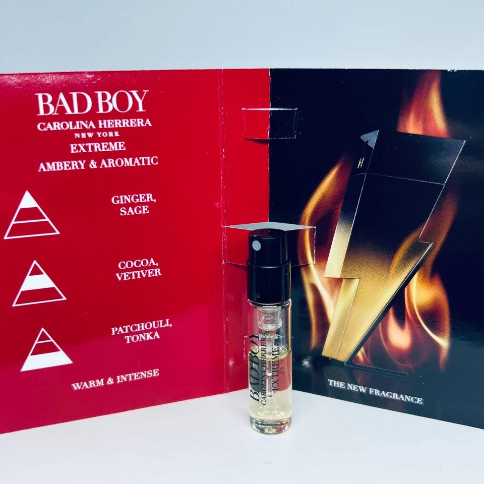 Carolina Herrera Bad Boy Cologne Collection Sample Spray 6pc Set