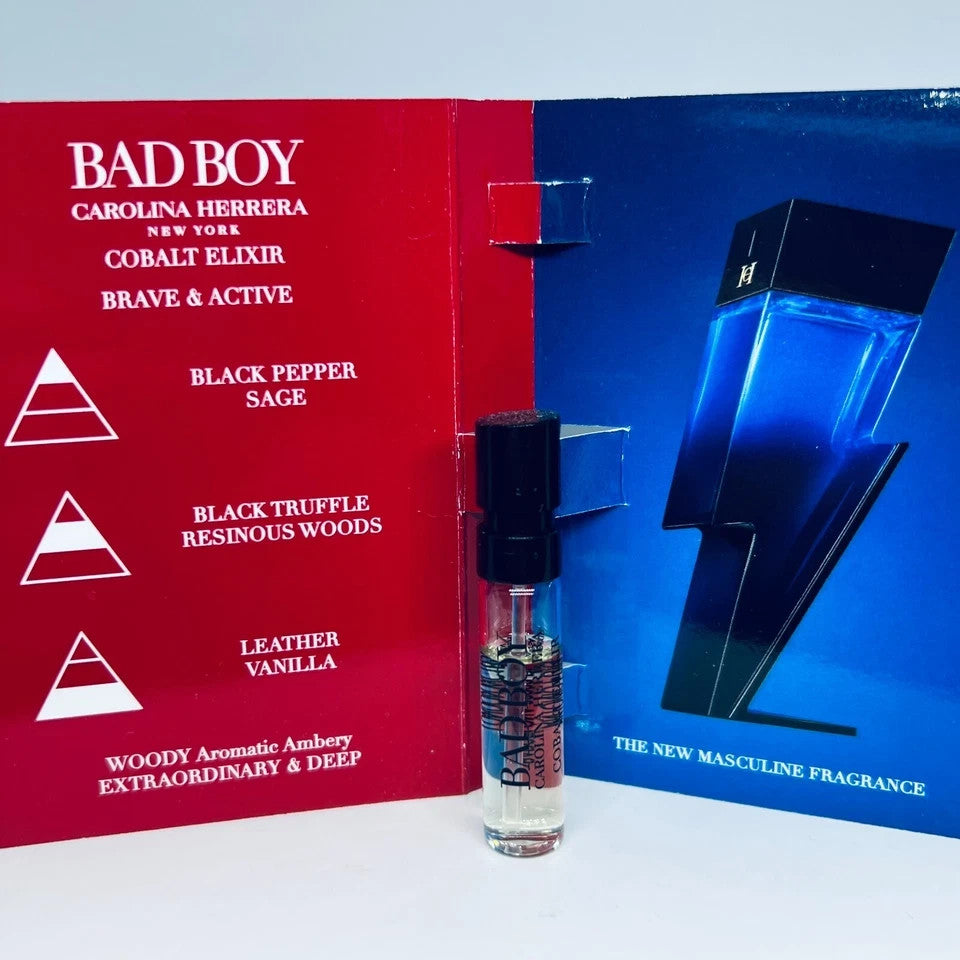 Carolina Herrera Bad Boy Cologne Collection Sample Spray 6pc Set