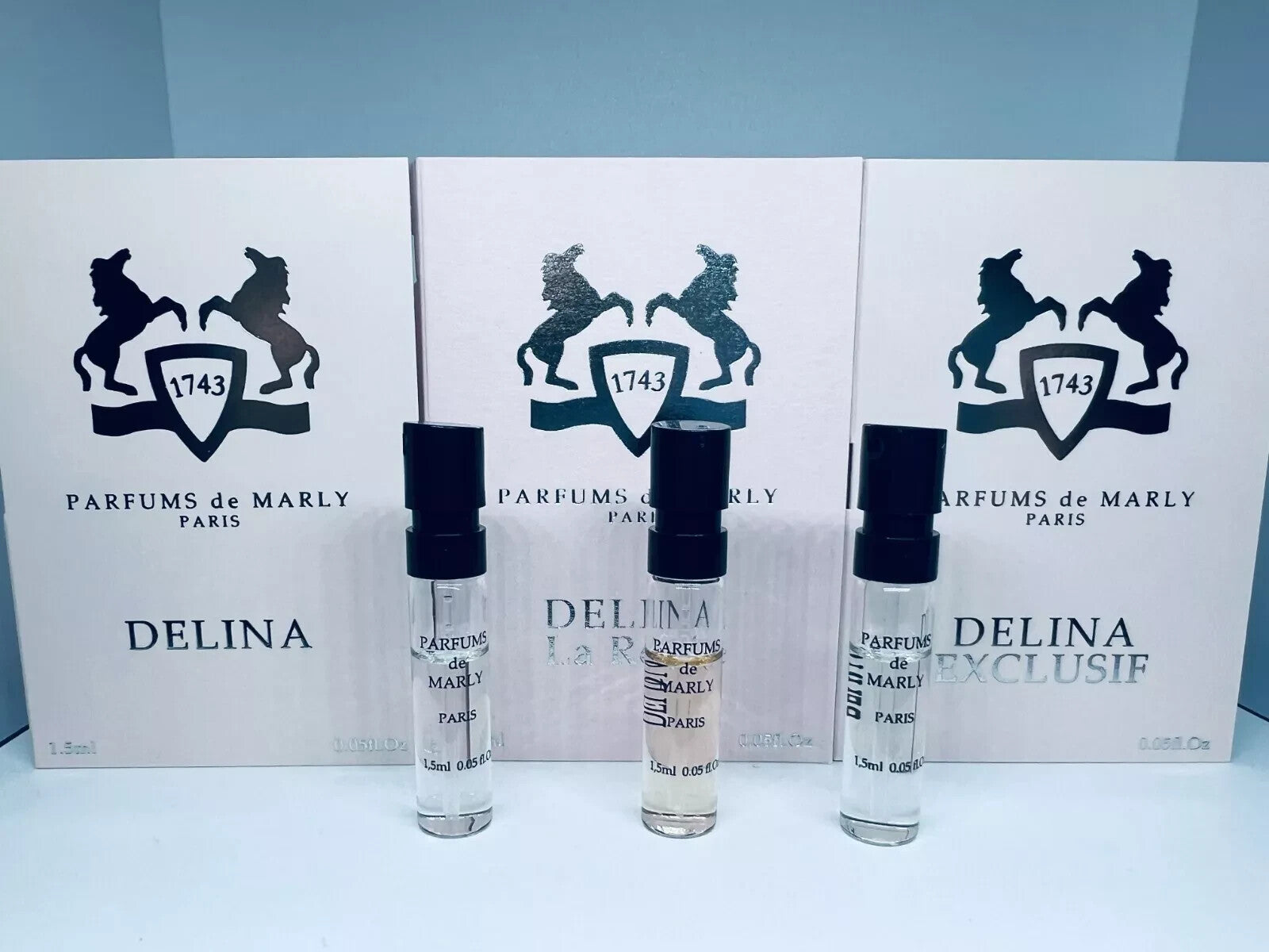 Parfums De Marly Delina, Delina Exclusif, Delina La Rosée EDP Sample Spray 3pc