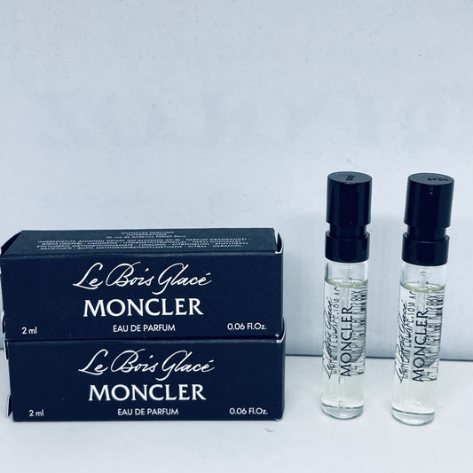 2x Moncler Le Bois Glace Eau de Parfum Sample Spray 2ml/0.06oz