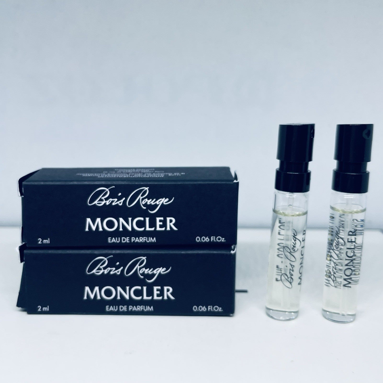2x Moncler Bois Rouge Eau de Parfum Sample Spray 2ml