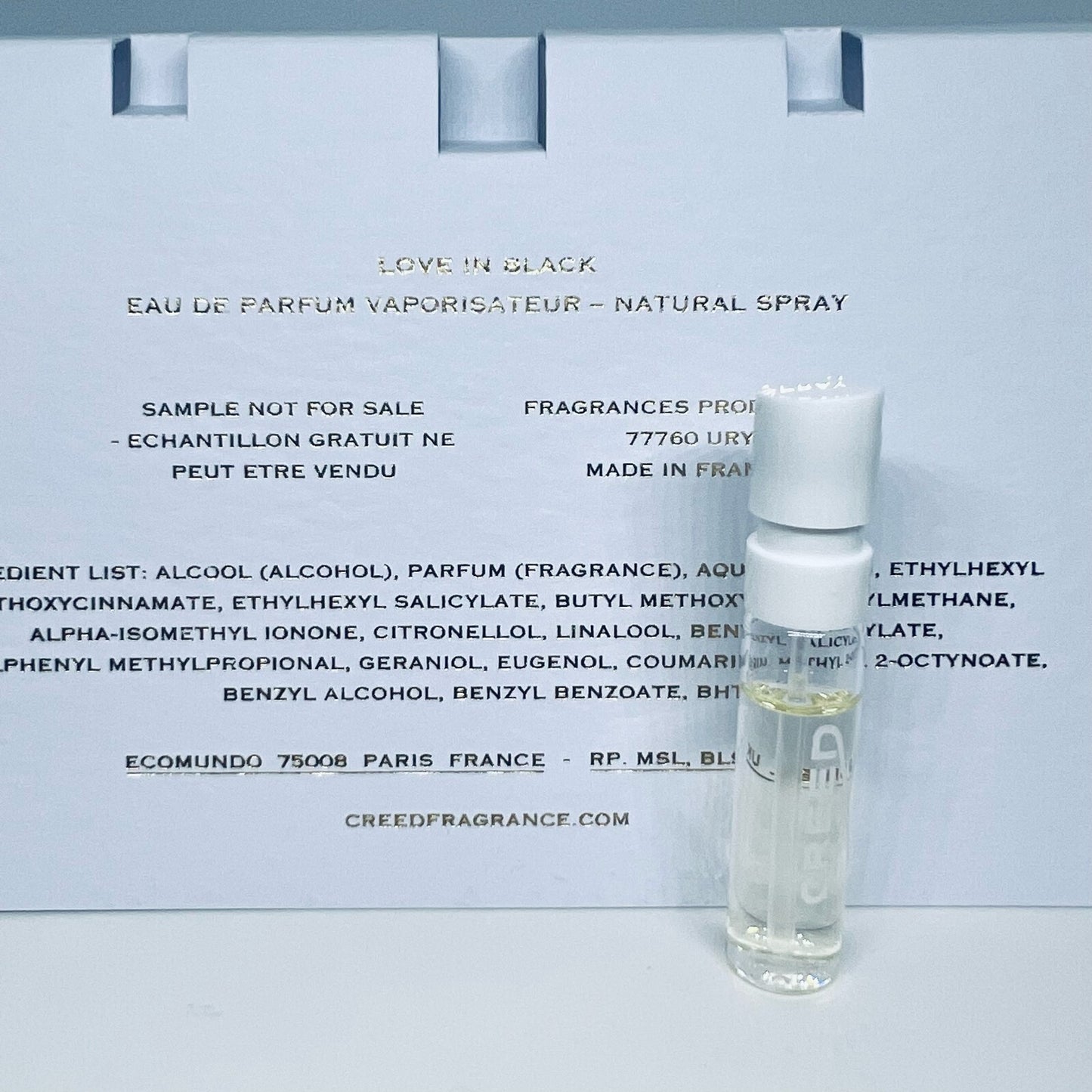 Creed Love in Black Eau de Parfum Sample Spray 1.7ml Official Carded