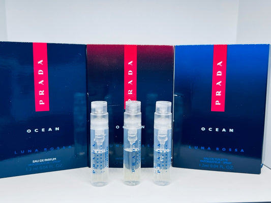Prada Luna Rossa Ocean Men Cologne Collection Sample Vials Spray 3pc Set