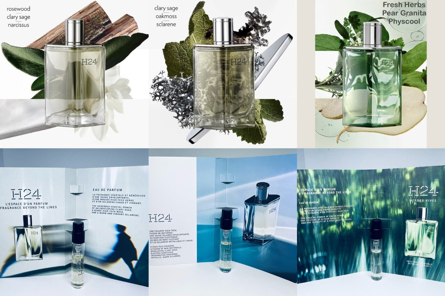 Hermès H24 EDT, H24 EDP,H24  Herbes Vives EDP  Sample Spray 3pc Set