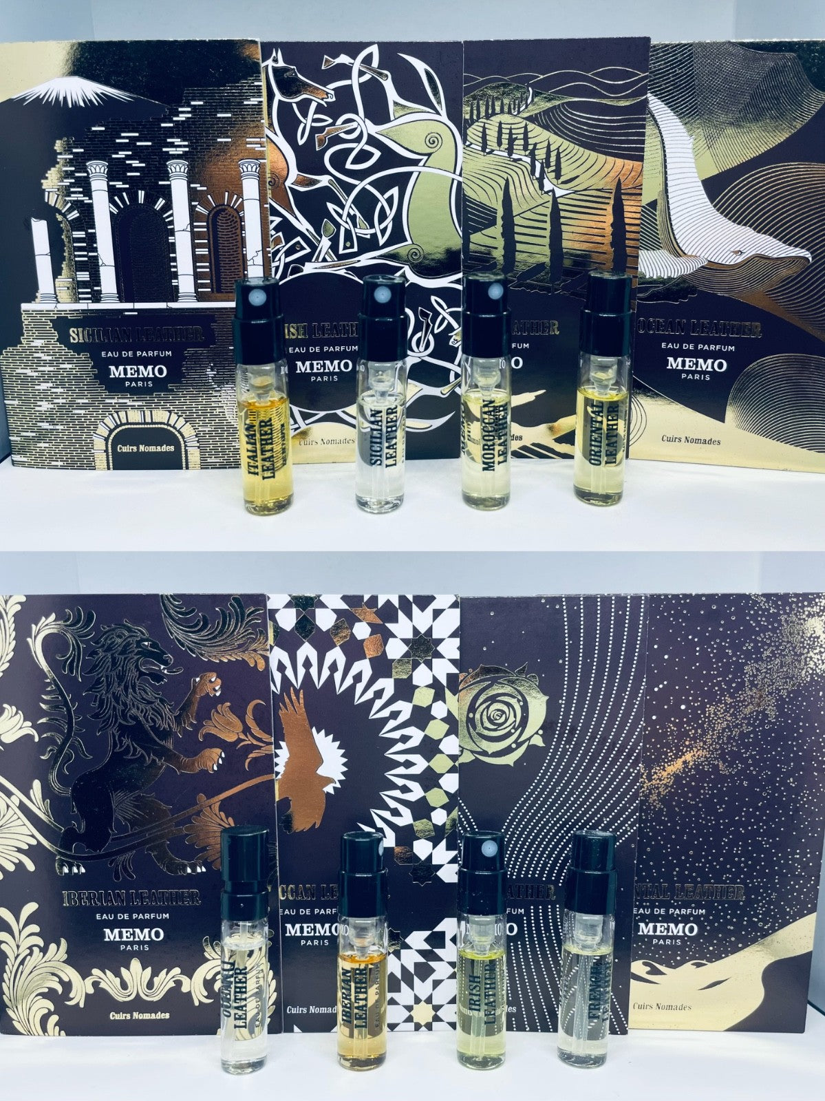 Memo Paris Leather Perfume Collection For Men Sample Spray  8pc Set