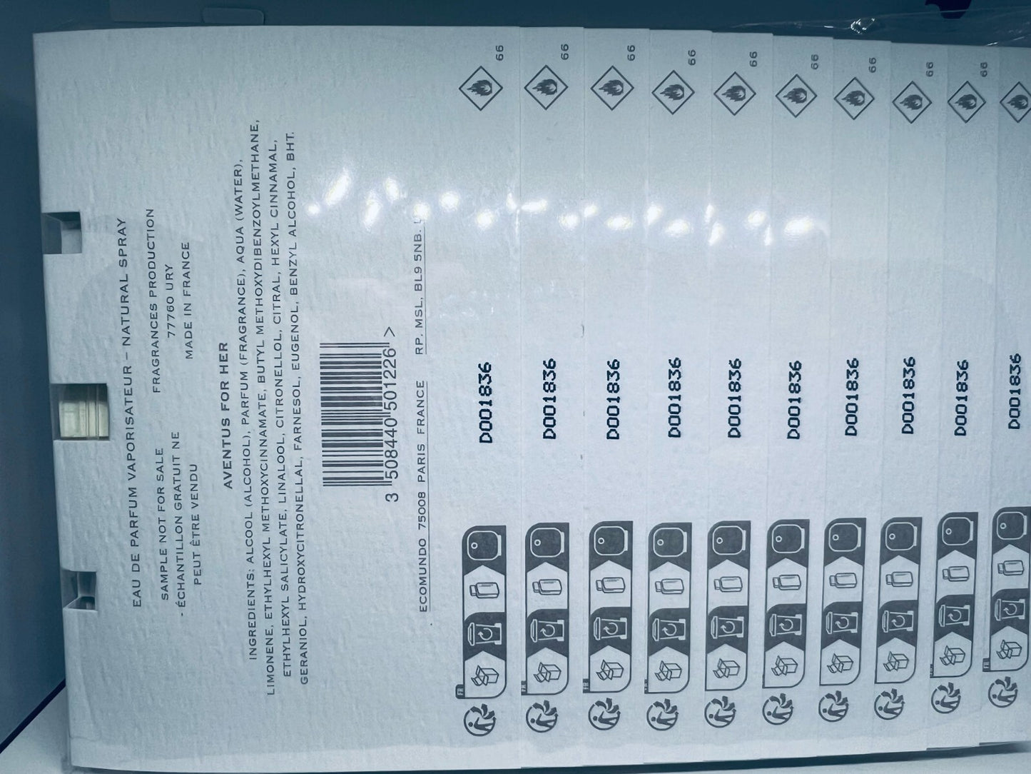 10x Creed Aventus for Her EDP Official Carded Sample Spray 1.7ml