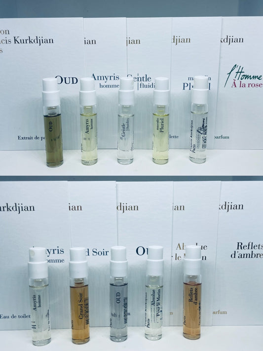 Maison Francis Kurkdjian Perfume Collection For Men Sample Spray 10pc Set 2ml