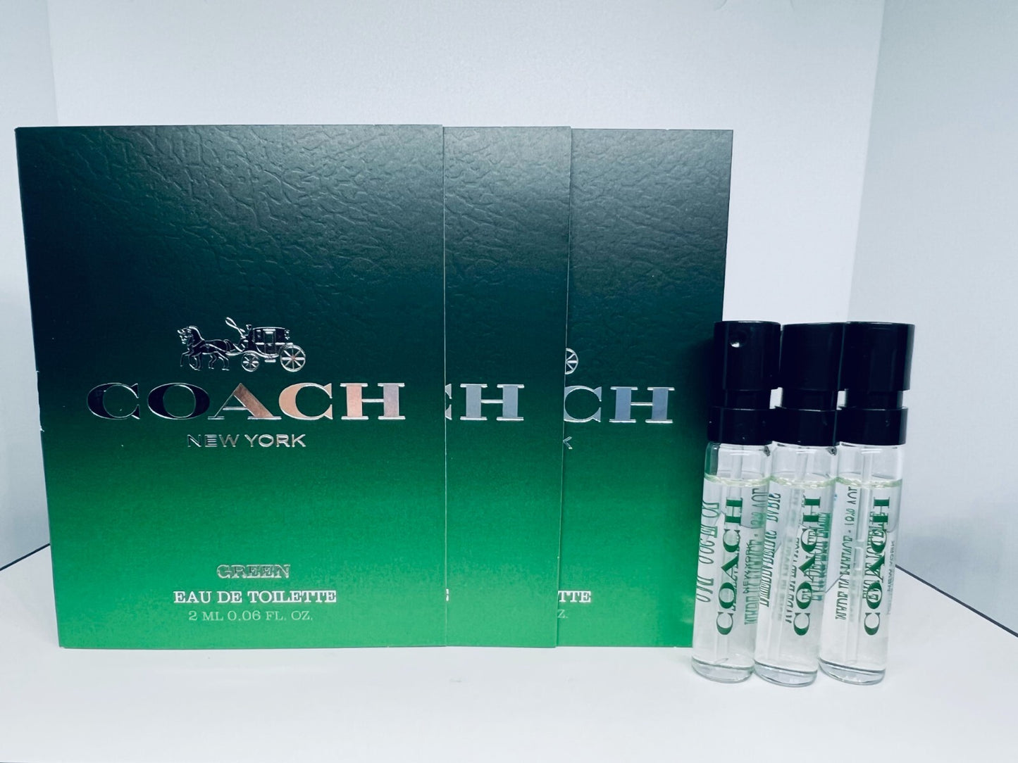 3 Coach Green For Men Eau de Toilette Sample Spray 2ml /0.06oz