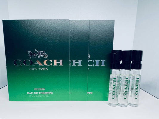 3 Coach Green For Men Eau de Toilette Sample Spray 2ml /0.06oz
