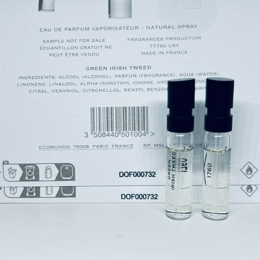 2Pc CREED Green Irish Tweed EDP Sample Spray 1.7ml