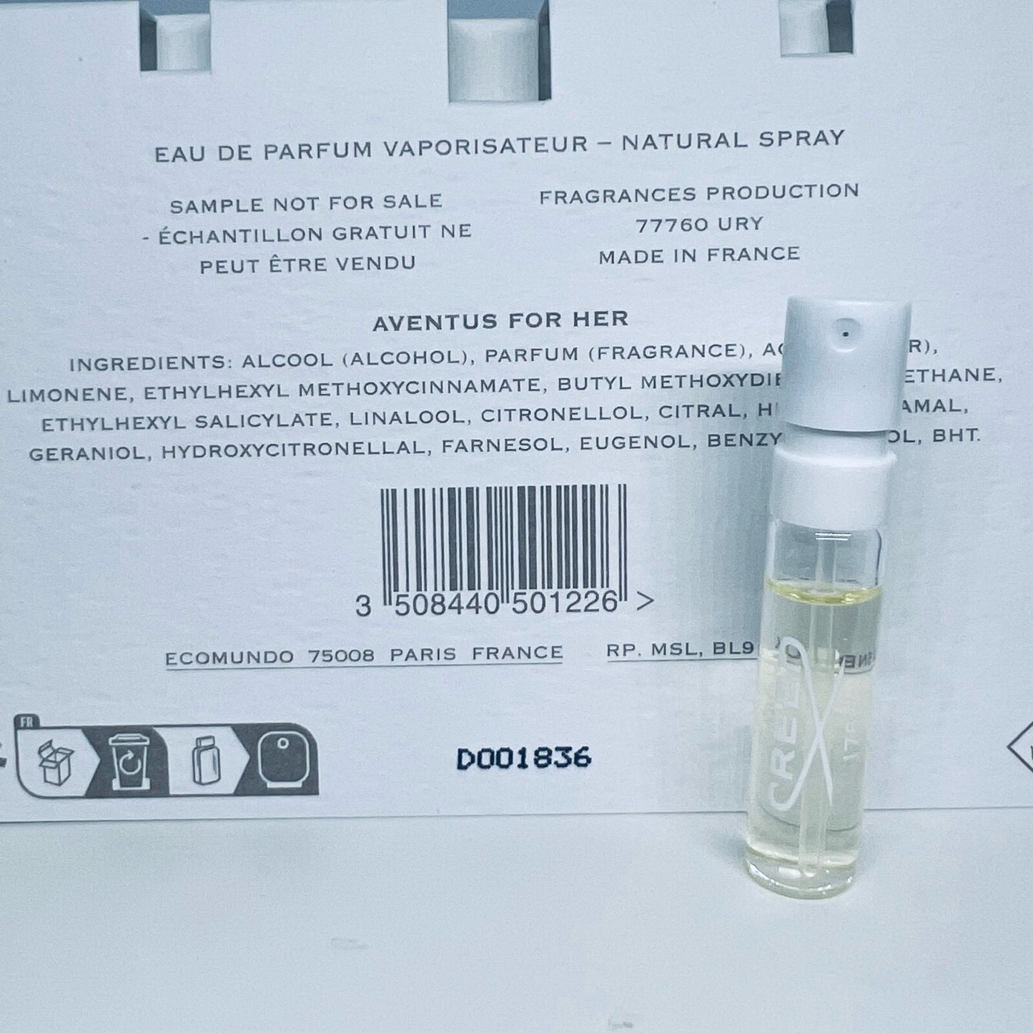 Creed Aventus for Her Eau de Parfum Sample Spray 1.7ml Official Carded
