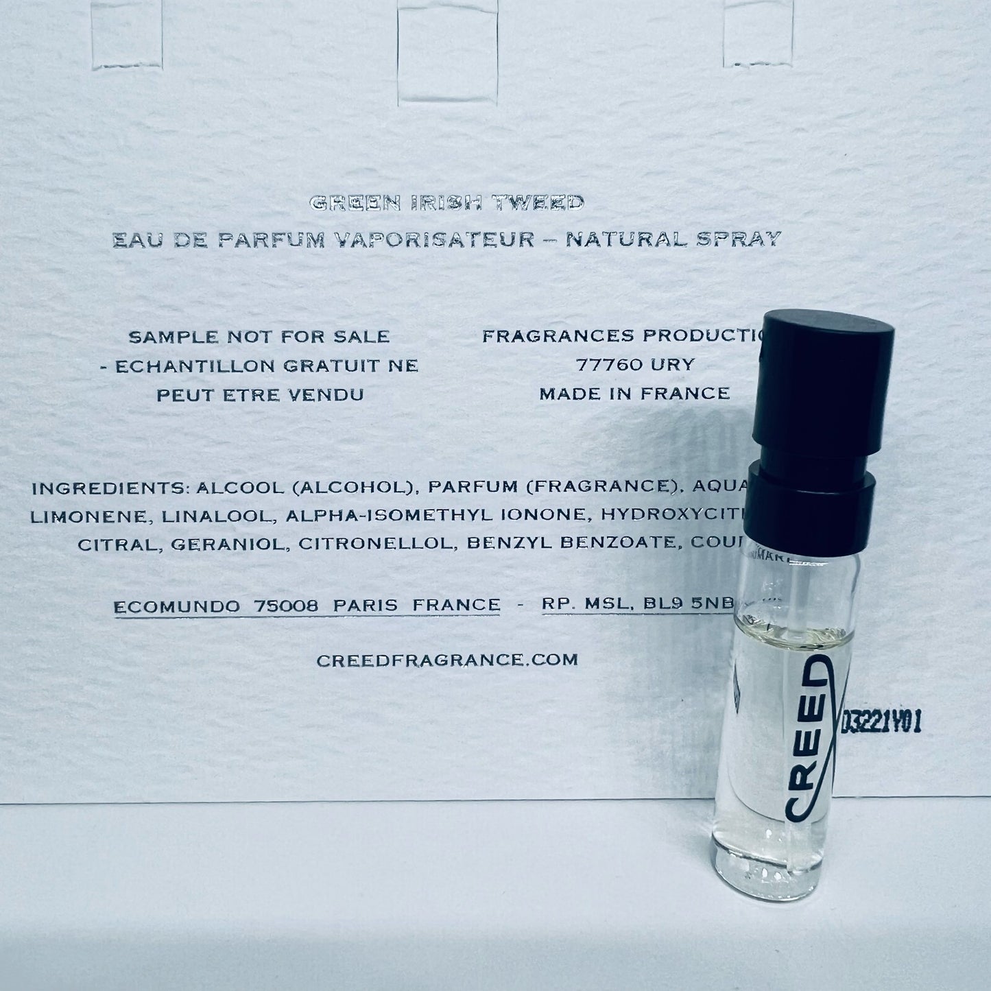 CREED Green Irish Tweed Eau De Parfum Spray 1.5ml / 0.05oz New On Card