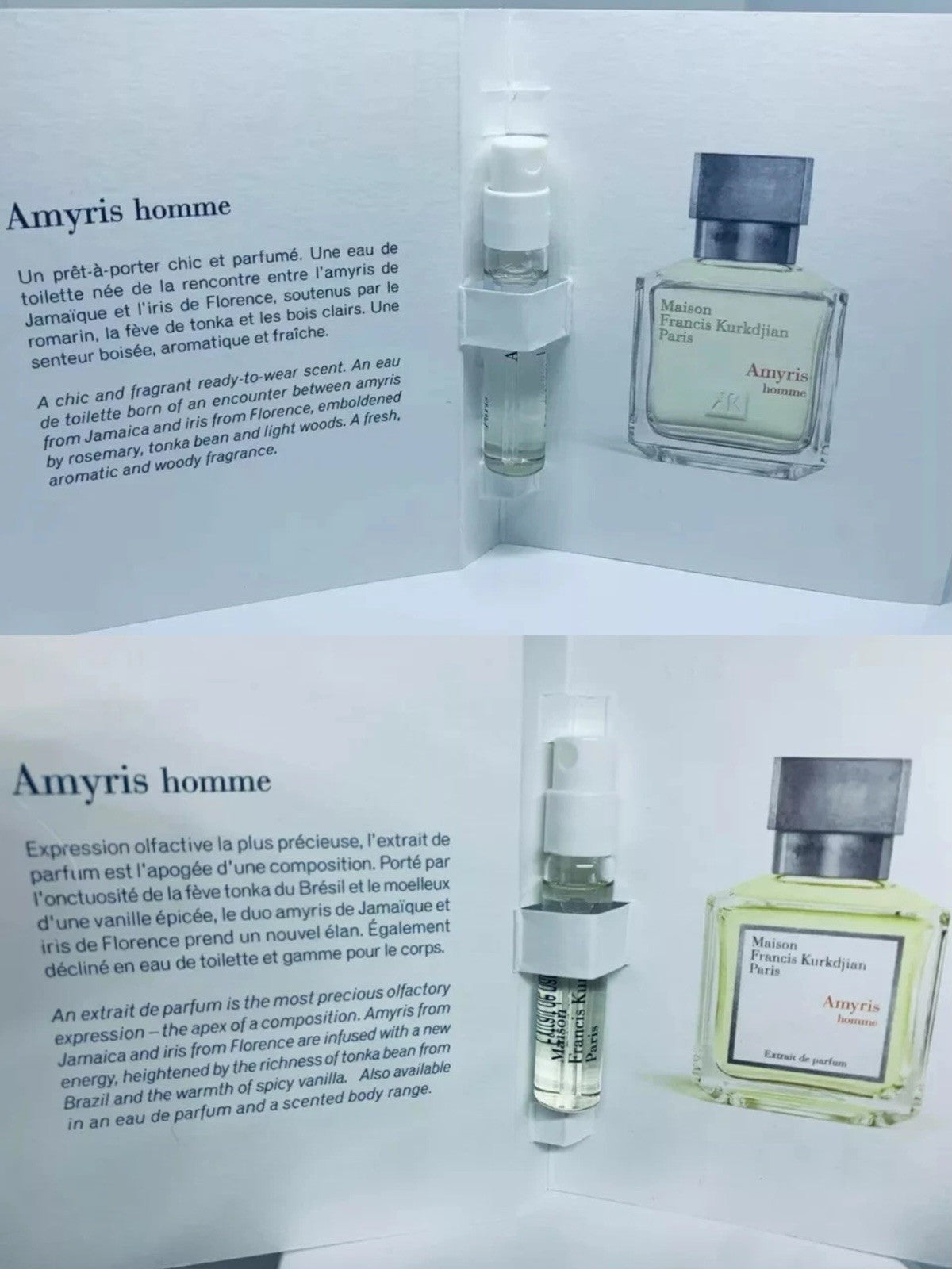 Maison Francis Kurkdjian Amyris Homme & Amyris Homme Extrait Sample Set 2ml