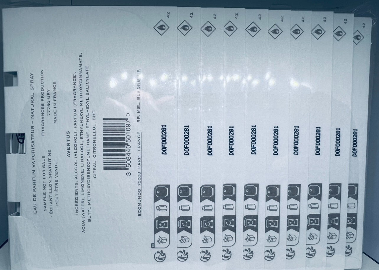 10x Creed Aventus For Men EDP Official Card Sample Spray 1.7ml
