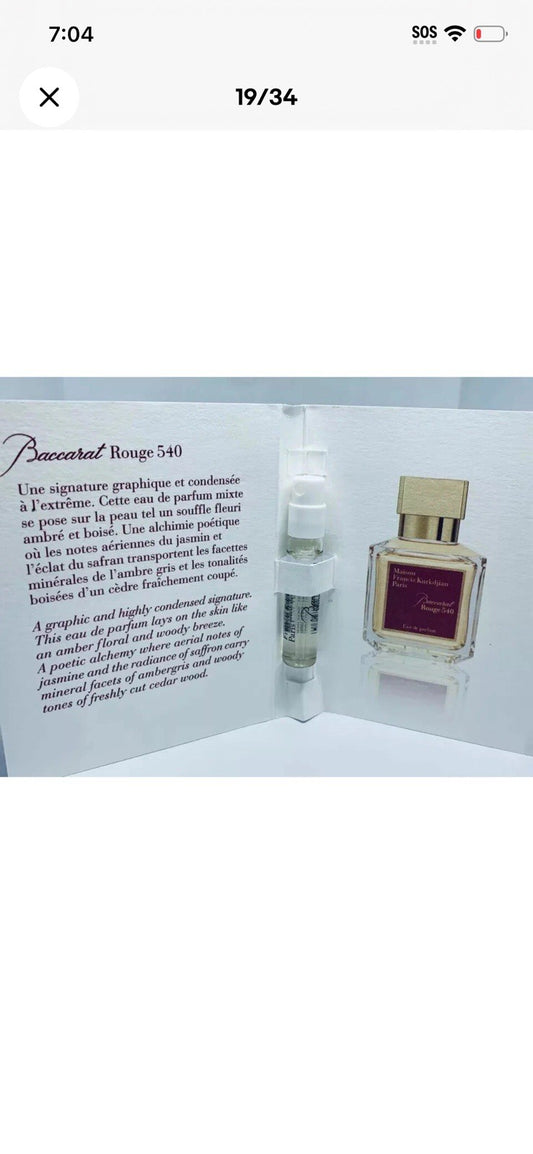 Baccarat Rouge 540 & Extrait by Maison Francis Kurkdjian Vial Sample Set 2ml