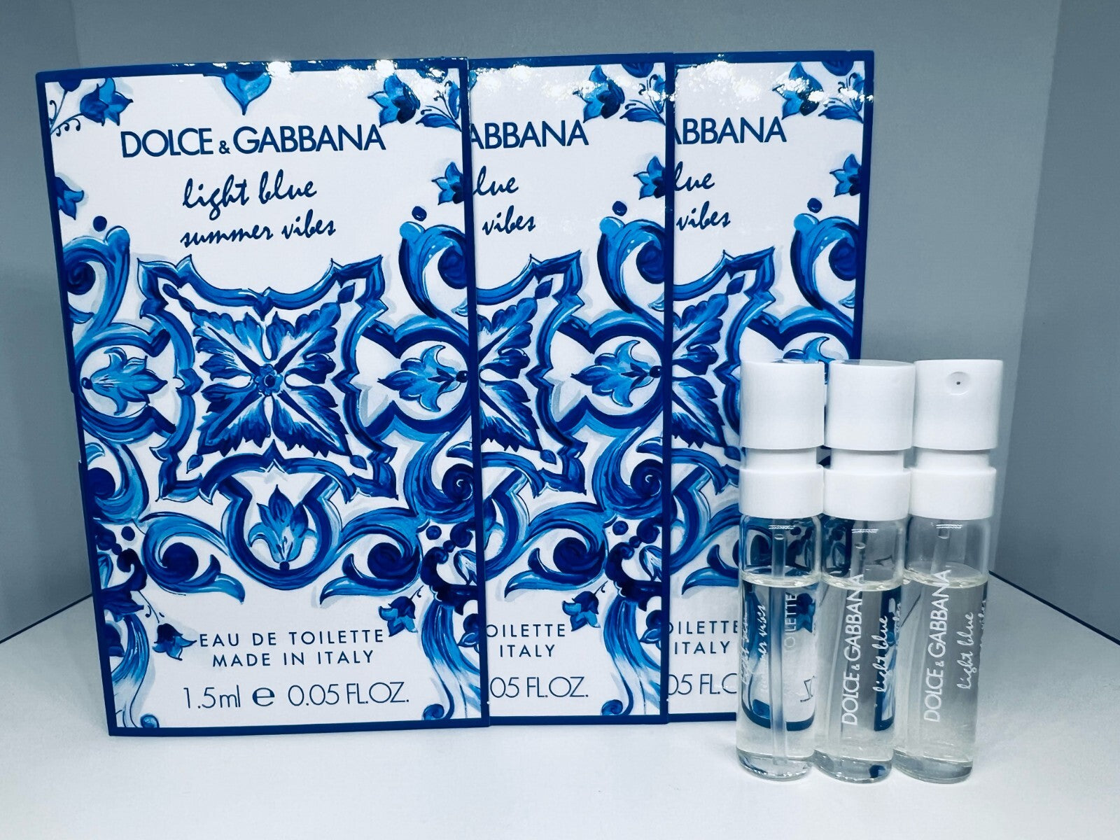3 Dolce & Gabbana Light Blue Summer Vibes Eau de Toilette Sample Spray 1.5ml