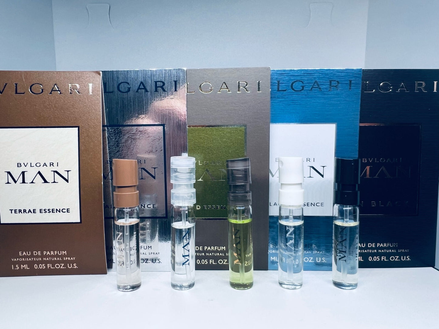 Bvlgari Men Essence Parfume Collection Sample Spray Vials 5Pc Set