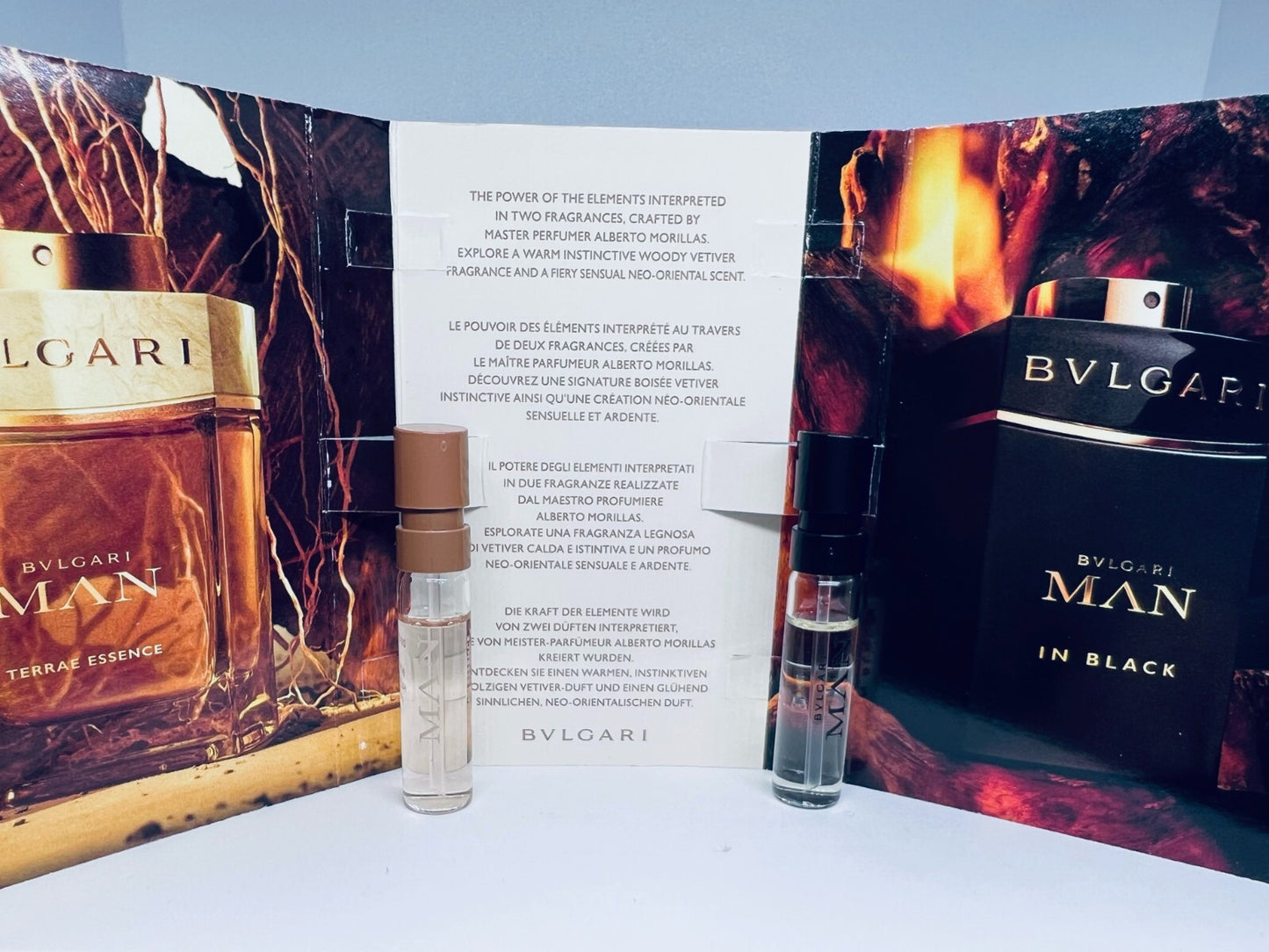 Bvlgari Man Terrae Essence + Man In Black EDP 1.5ml 0.05oz Sample Spray DUO Set