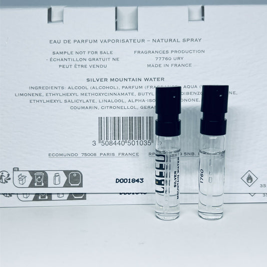 2Pc Creed Silver Mountain Water EDP Official Carded Sample Spray 1.7ml