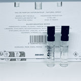 2Pc Creed Silver Mountain Water EDP Official Carded Sample Spray 1.7ml