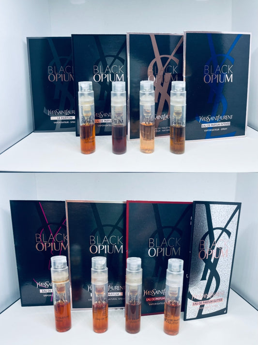 Yves Saint Laurent Women Black Opium Perfume Collection Sample Spray 8pc Set