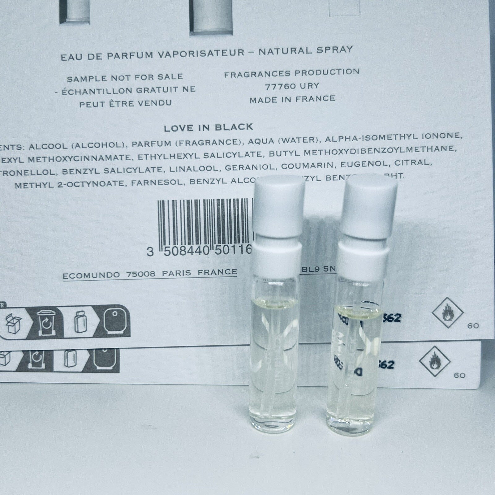 2Pc Creed Love in Black EDP Sample Spray 1.7ml Official Carded