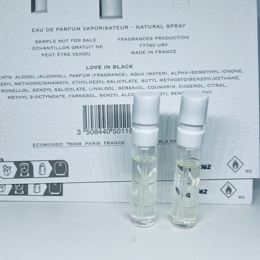 2Pc Creed Love in Black EDP Sample Spray 1.7ml Official Carded