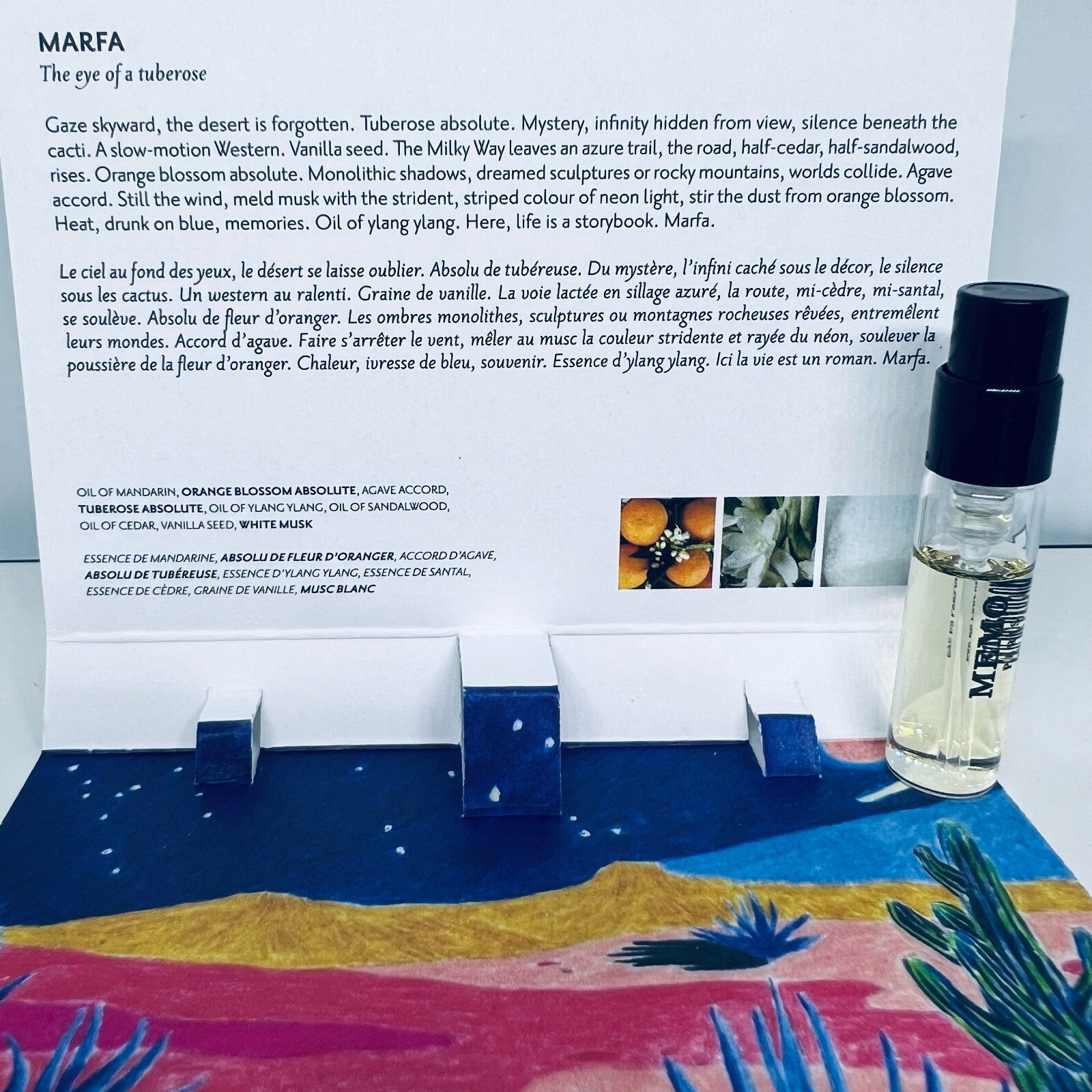 Memo Paris Marfa Eau de Parfum Sample Spray Vial 1.5ml / 0.05 oz