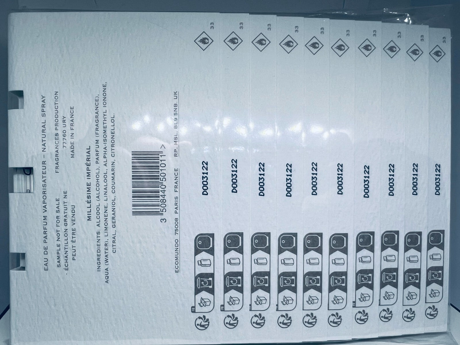 10x Creed Millesime Imperial EDP Official Carded Sample Spray  1.7ml