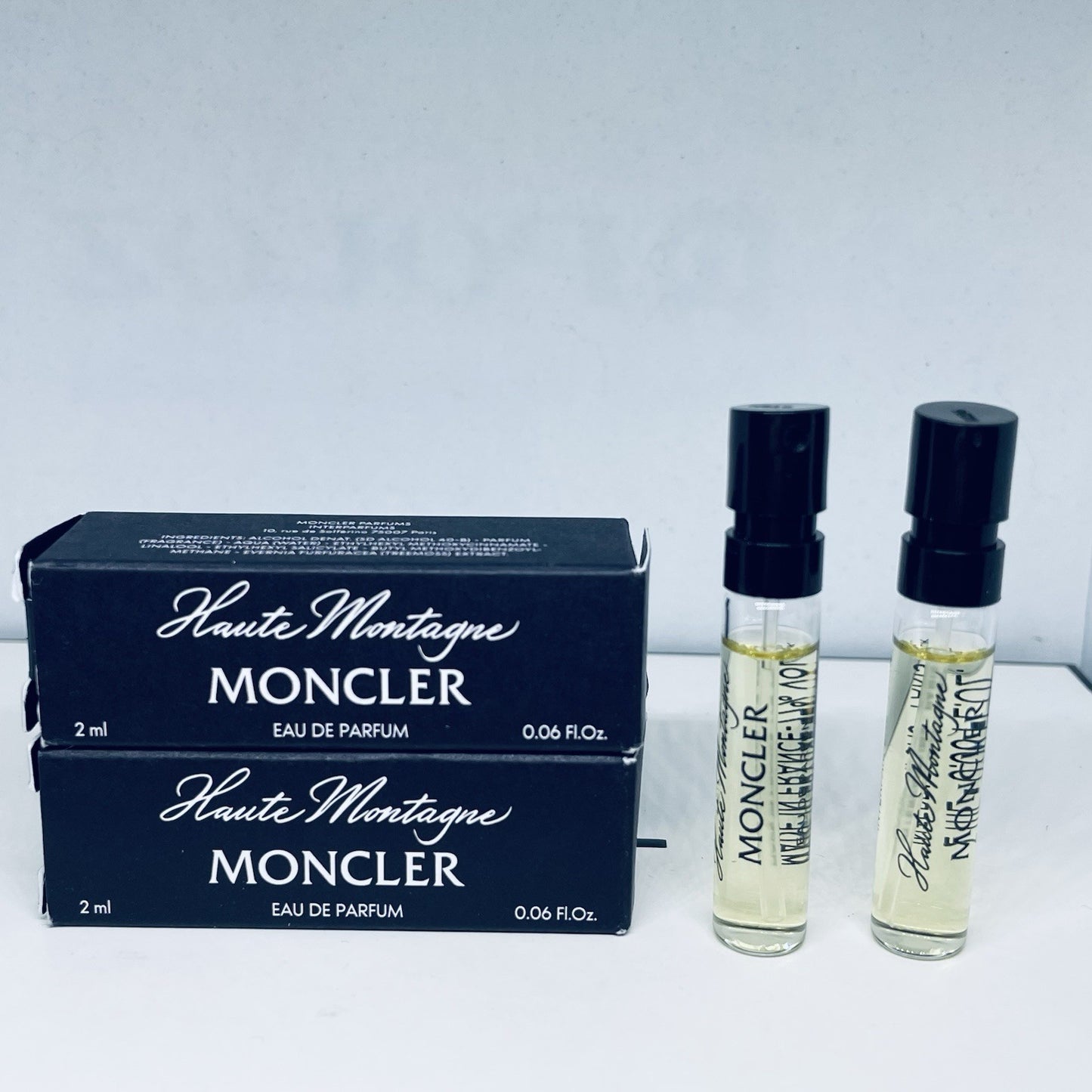 2x Moncler Haute Montagne Eau de Parfum Sample Spray 2ml/0.06oz